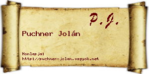 Puchner Jolán névjegykártya